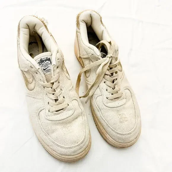 Nike Air Force 1 x Stussy Fossil AF1 Low Cream Low Top Sneaker Size 8